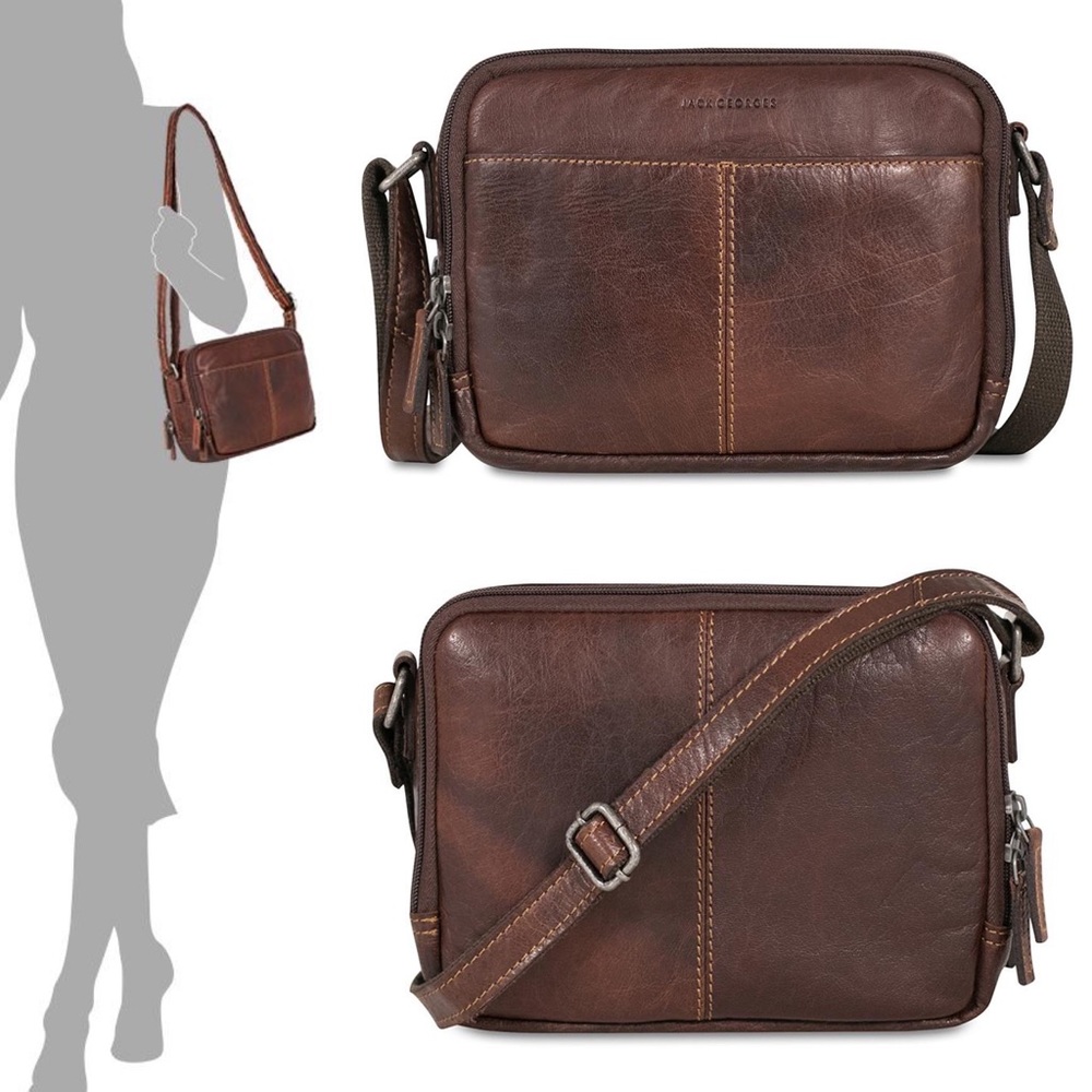 SOLD Jack Georges Voyager Dual Zip Crossbody Brown - Picture 14 of 14